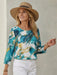 SHEIN Camisa informal de manga tres cuartos con estampado tie - dye para mujer - Quierox - Tienda Online
