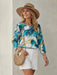 SHEIN Camisa informal de manga tres cuartos con estampado tie - dye para mujer - Quierox - Tienda Online