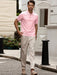 SHEIN Camisa polo casual de oficina de manga corta a rayas para hombres de talla grande - Quierox - Tienda Online