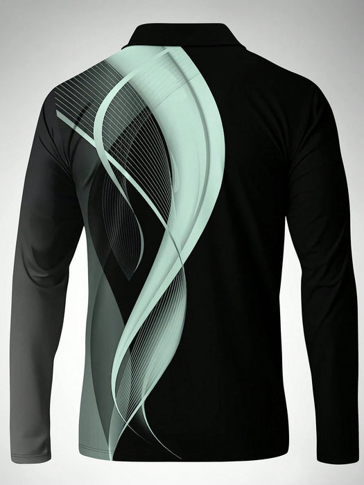Shein Camisa polo de manga larga con estampado 3D de moda para hombre - Quierox - Tienda Online