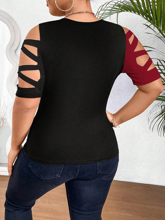 SHEIN Camiseta ajustada Celure Plus Size de verano informal con inserciones de malla - Quierox - Tienda Online