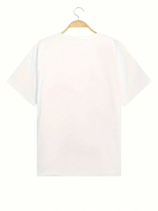 SHEIN Camiseta casual, estampado de letras y rayas para hombre - Quierox - Tienda Online