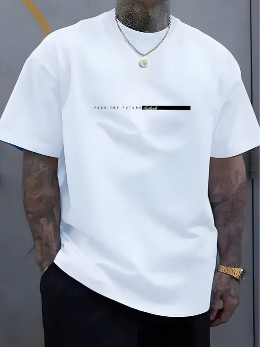 SHEIN Camiseta casual, estampado de letras y rayas para hombre - Quierox - Tienda Online