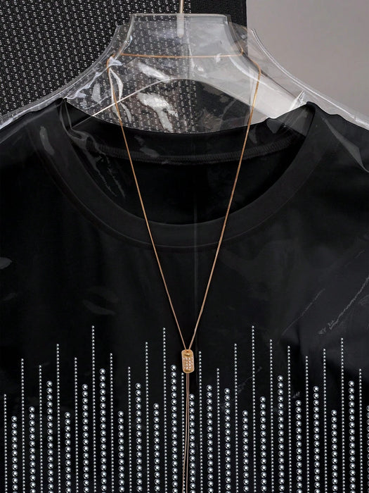 SHEIN Camiseta con brillos y adorno de cristales para mujer talla grande - Quierox - Tienda Online