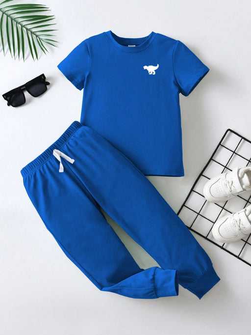 SHEIN Camiseta con estampado de dinosaurio para niño joven con pantalones deportivos - Quierox - Tienda Online