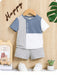shein Camiseta Con Estampado De Letras A Cuadros Para Bebé Y Shorts unicolor - Quierox - Tienda Online