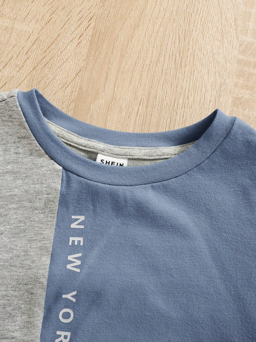 shein Camiseta Con Estampado De Letras A Cuadros Para Bebé Y Shorts unicolor - Quierox - Tienda Online
