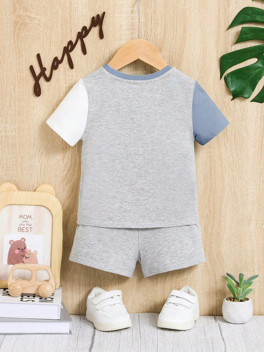 shein Camiseta Con Estampado De Letras A Cuadros Para Bebé Y Shorts unicolor - Quierox - Tienda Online