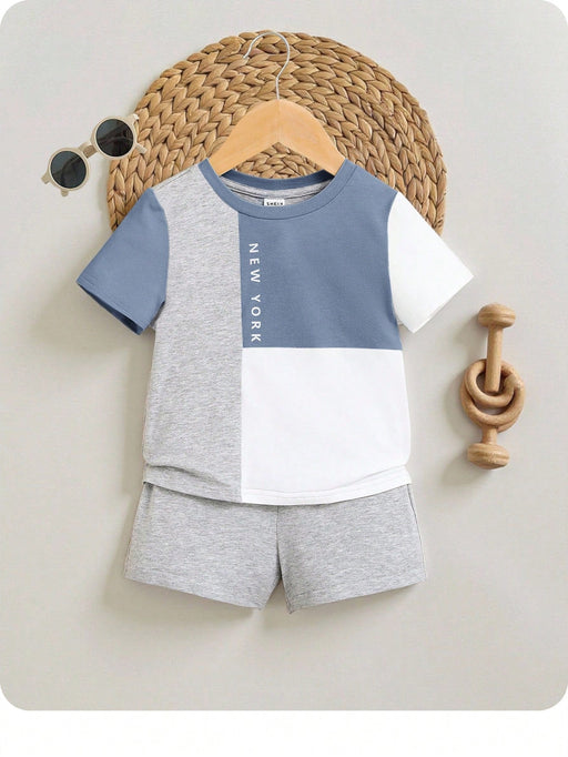 shein Camiseta Con Estampado De Letras A Cuadros Para Bebé Y Shorts unicolor - Quierox - Tienda Online