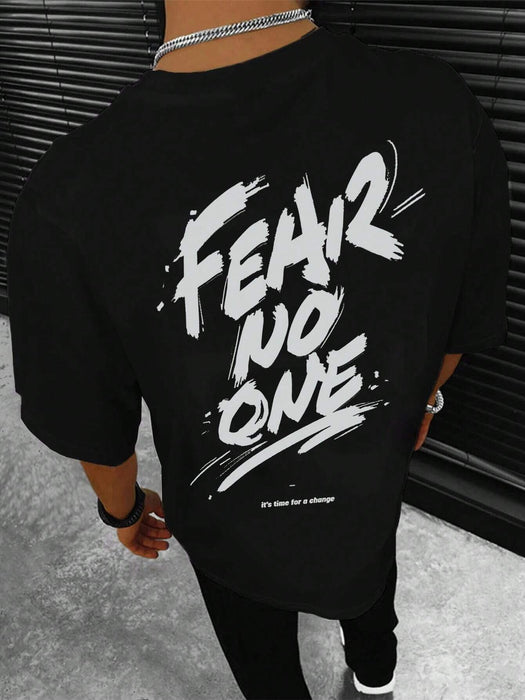 Shein Camiseta con hombros caídos y eslogan gráfico para hombre - Quierox - Tienda Online