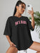 Shein Camiseta con hombros caídos y gráfico de letras INAWLY Camisetas gráficas Tops para mujer - Quierox - Tienda Online