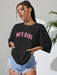 Shein Camiseta con hombros caídos y gráfico de letras INAWLY Camisetas gráficas Tops para mujer - Quierox - Tienda Online