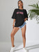 Shein Camiseta con hombros caídos y gráfico de letras INAWLY Camisetas gráficas Tops para mujer - Quierox - Tienda Online