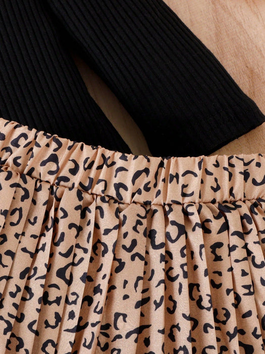 SHEIN Camiseta con hombros descubiertos, falda plisada estampada y sombrero para bebé - Quierox - Tienda Online