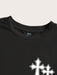 Shein Camiseta corta holgada de manga corta con cuello redondo y estampado cruzado sencillo de Slaydiva para mujer - Quierox - Tienda Online