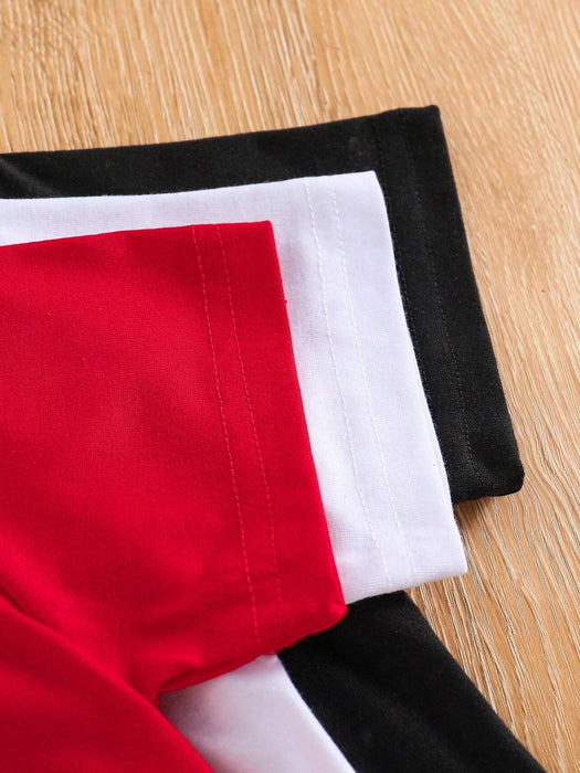 Shein Camiseta de cuello redondo lisa de 3 piezas para niño pequeño - Quierox - Tienda Online