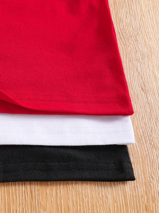 Shein Camiseta de cuello redondo lisa de 3 piezas para niño pequeño - Quierox - Tienda Online