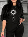 SHEIN Camiseta de manga caída con estampado de sol y luna, de talla grande - Quierox - Tienda Online