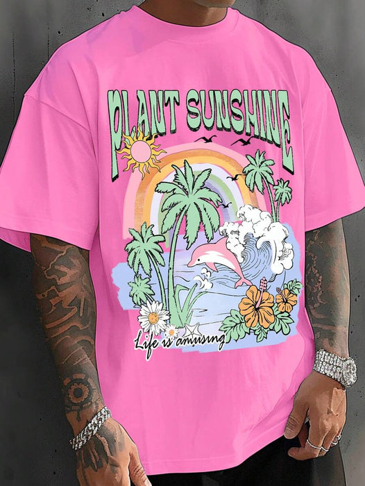 Shein Camiseta de manga corta con estampado "Vacaciones" de Manfinity - Quierox - Tienda Online