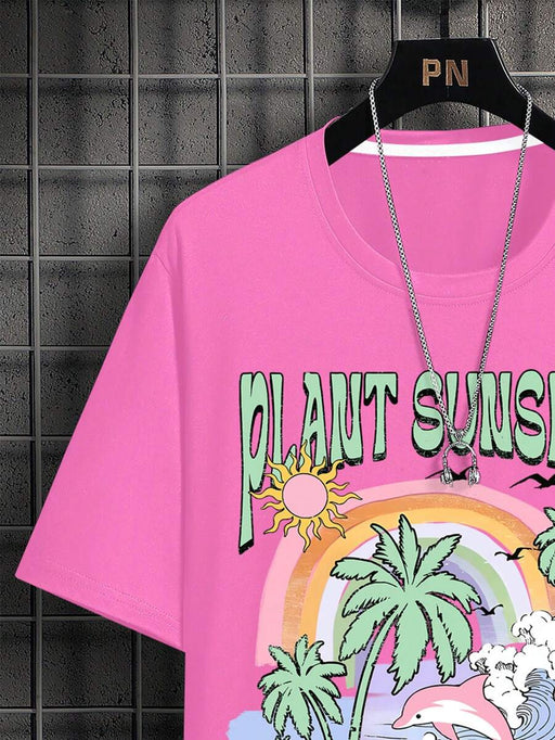 Shein Camiseta de manga corta con estampado "Vacaciones" de Manfinity - Quierox - Tienda Online