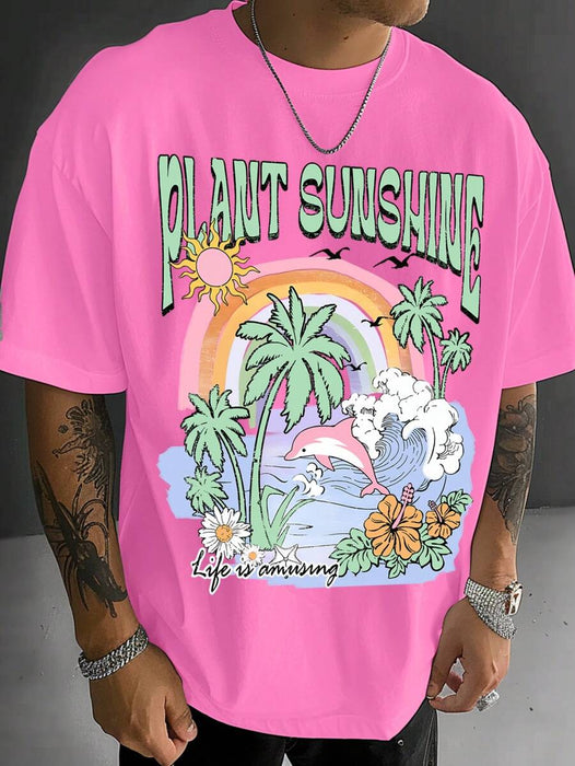 Shein Camiseta de manga corta con estampado "Vacaciones" de Manfinity - Quierox - Tienda Online