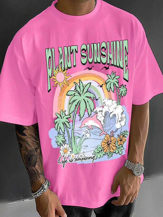 Shein Camiseta de manga corta con estampado "Vacaciones" de Manfinity - Quierox - Tienda Online