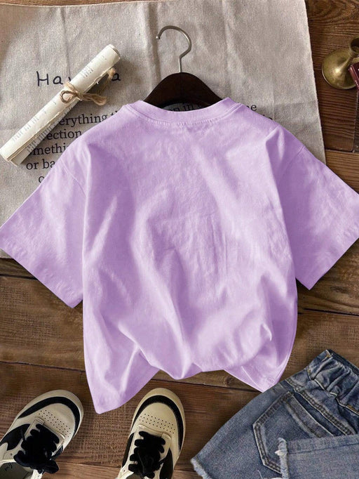 SHEIN Camiseta de manga corta con gráfico de letra inglesa sencilla - Quierox - Tienda Online