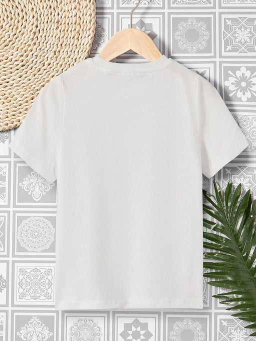 SHEIN Camiseta De Manga Corta Con Patrón De Corazón Casual Para Niñas, Adecuada Para El Verano - Quierox - Tienda Online