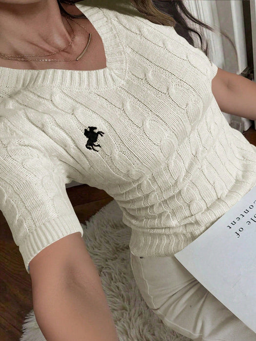 SHEIN Camiseta de manga corta de punto estilo casual - Quierox - Tienda Online