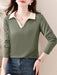 SHEIN Camiseta de manga larga con cuello de polo para mujer - Quierox - Tienda Online
