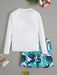 SHEIN Camiseta de manga larga con estampado tropical y patchwork informal para adolescentes - Quierox - Tienda Online