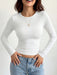 Shein Camiseta de manga larga de cuello redondo de ajuste delgado y casual para mujer - Quierox - Tienda Online