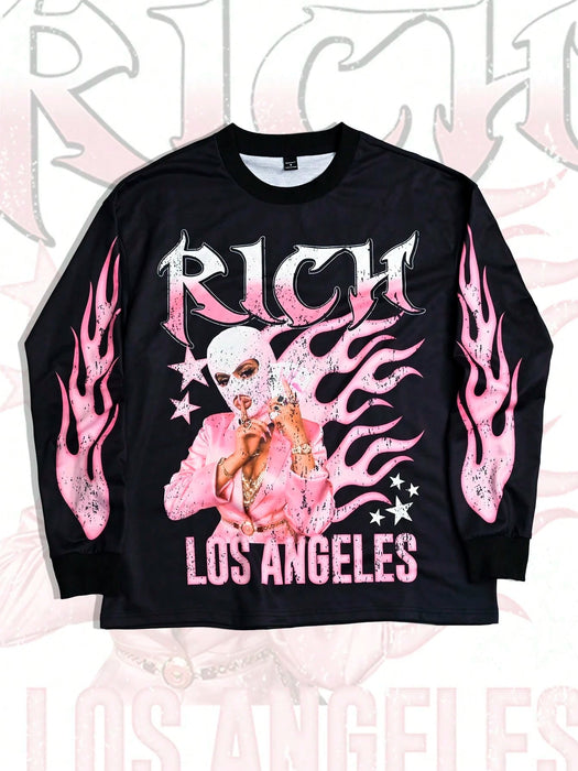 SHEIN Camiseta de manga larga informal con estampado de letras para hombre - Quierox - Tienda Online