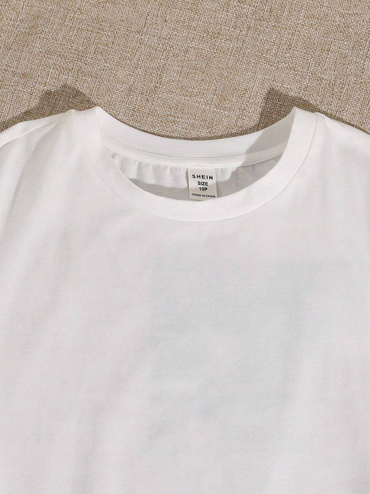 SHEIN - Camiseta de punto de manga corta, estilo urbano, informa, para niños - Quierox - Tienda Online