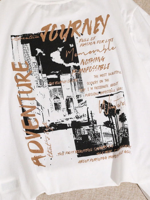 SHEIN - Camiseta de punto de manga corta, estilo urbano, informa, para niños - Quierox - Tienda Online