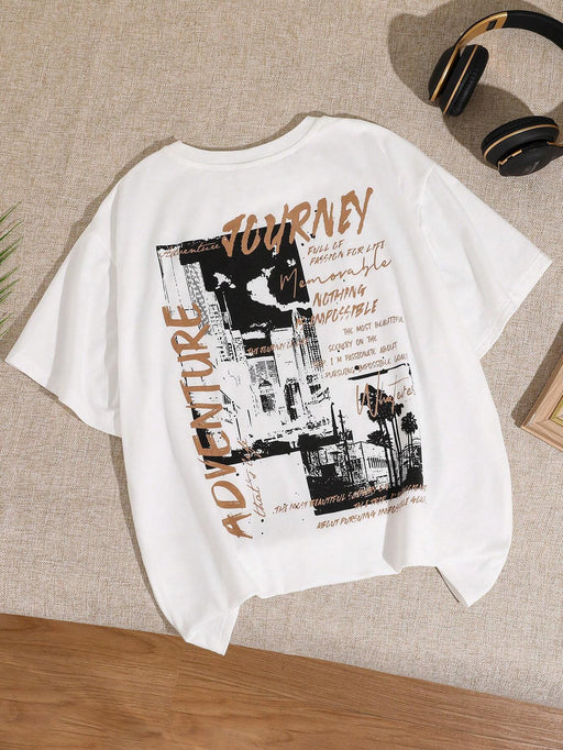 SHEIN - Camiseta de punto de manga corta, estilo urbano, informa, para niños - Quierox - Tienda Online