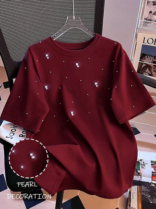 SHEIN Camiseta de verano informal con cuentas, hecha a mano, para mujer - Quierox - Tienda Online