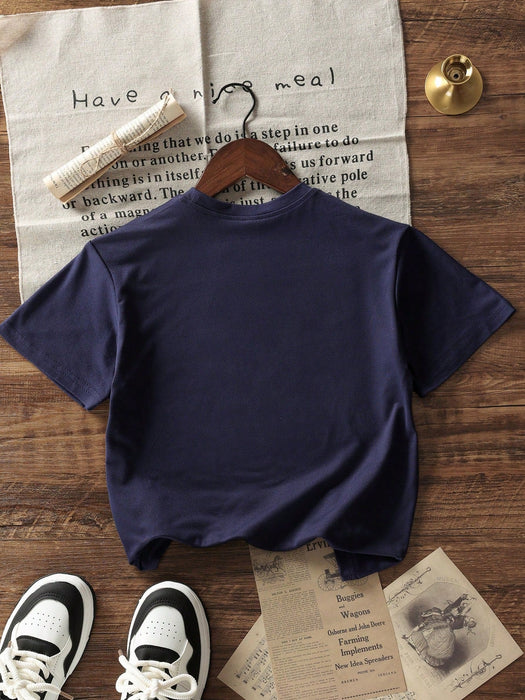 SHEIN Camiseta deportiva de manga corta con estampado para preadolescentes - Quierox - Tienda Online