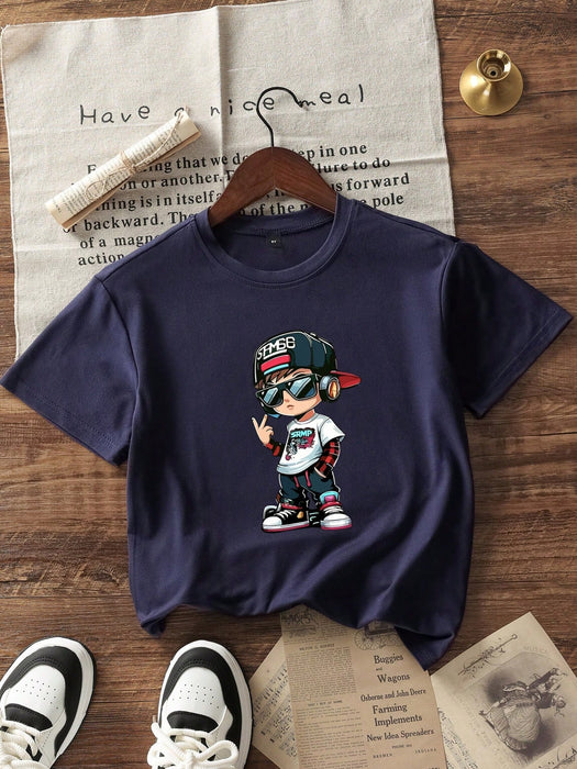 SHEIN Camiseta deportiva de manga corta con estampado para preadolescentes - Quierox - Tienda Online