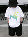 SHEIN Camiseta deportiva de manga corta y estampado de fútbol, para niños - Quierox - Tienda Online