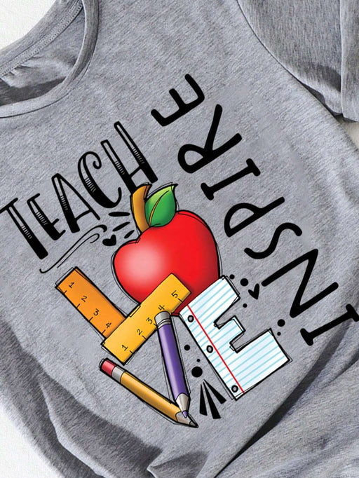 Shein Camiseta gráfica con la letra Plus, camiseta para profesores - Quierox - Tienda Online