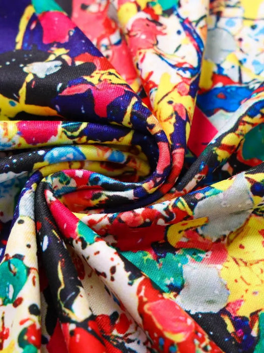 Shein Camiseta Gráfica de Tinta Abstracta Vibrante para Niña, Cómoda Camiseta de Poliéster con Cuello Redondo - Quierox - Tienda Online