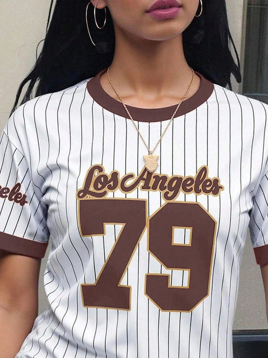 SHEIN Camiseta gráfica para mujer Los Ángeles 79 - Quierox - Tienda Online