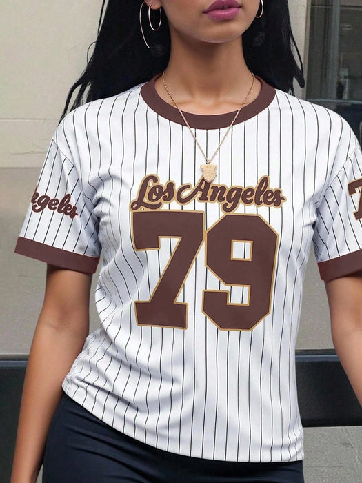 SHEIN Camiseta gráfica para mujer Los Ángeles 79 - Quierox - Tienda Online