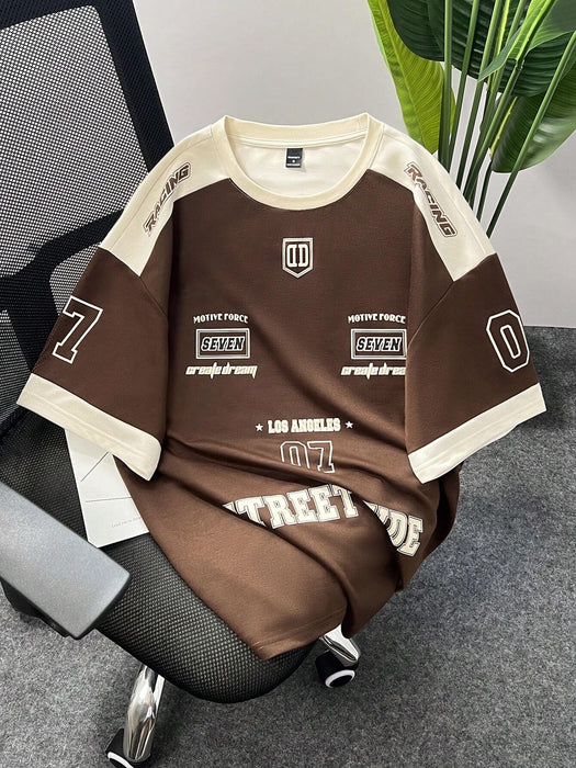 SHEIN Camiseta informal de manga corta con cuello redondo diseño urbano con estampado - Quierox - Tienda Online