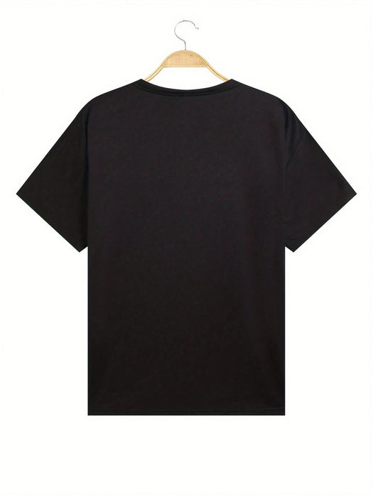 Shein Camiseta informal de manga corta con cuello redondo y estampado de labios dorados para mujer - Quierox - Tienda Online
