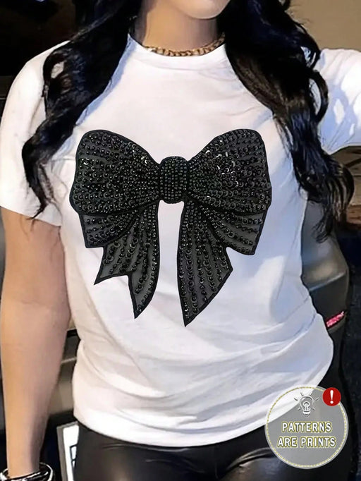 Shein Camiseta informal de manga corta con cuello redondo y estampado de mariposas - Quierox - Tienda Online