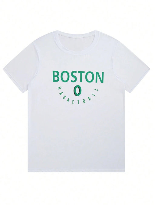 SHEIN Camiseta informal de verano Manfinity Boxing Boston City - Quierox - Tienda Online