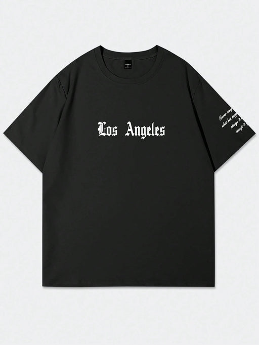 SHEIN Camiseta Manfinity LEGND con estampado de letras y hombros caídos - Quierox - Tienda Online