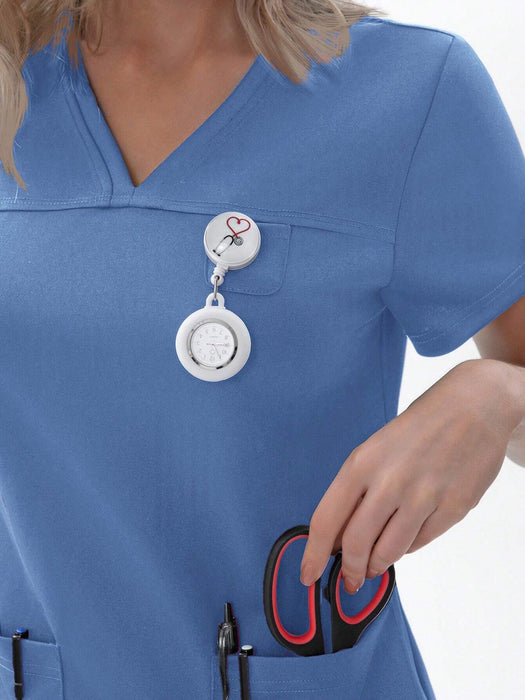 Shein Camiseta médica de manga corta con cuello en V para mujer TaskEZ con 2 bolsillos - Quierox - Tienda Online